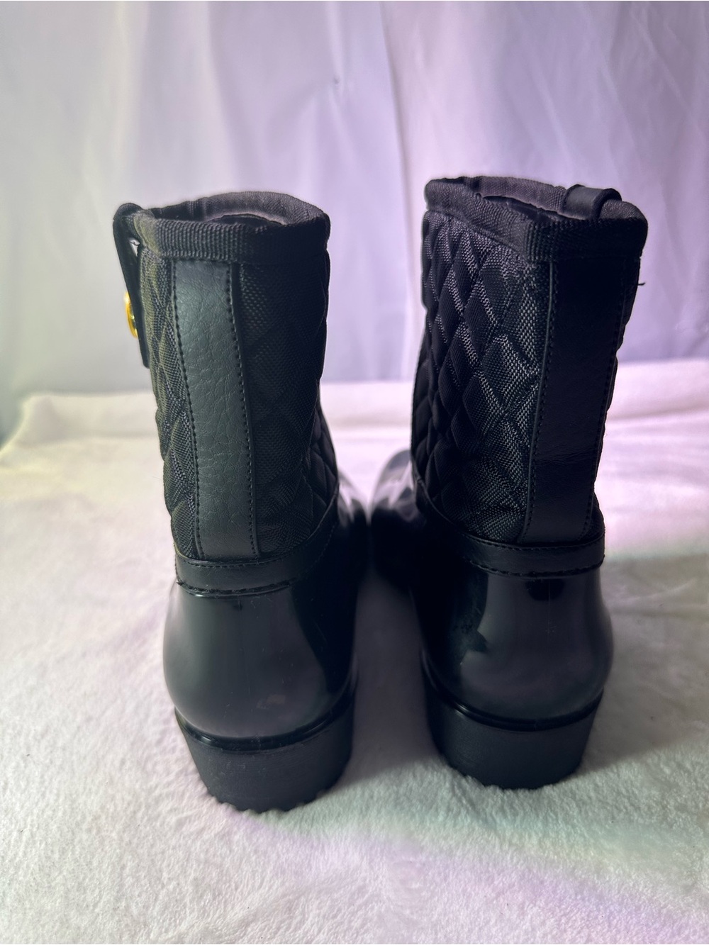 Tommy Hilfiger Black Quilted Gloss Rain Ankle Boots - Picture 6 of 10